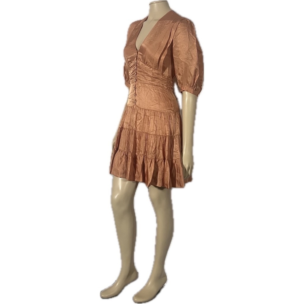 NWT Sandro Gathered tiered satin mini dress - Picture 8 of 16